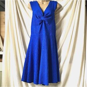 Twisted Front Halter Dress Sequin Babydoll Tent Midi Flowy XL Blue Sleeveless